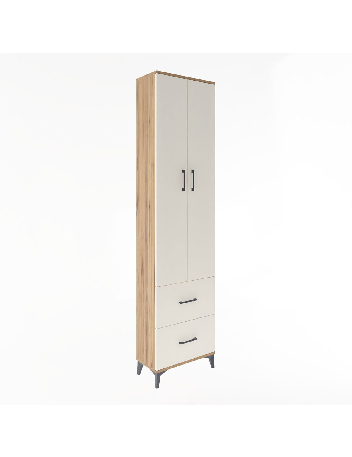 Arges Dolap 4 Raflı 2 Çekmeceli 2 Kapaklı 60x30x243 Çam-Aytaşı