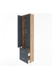 Arges Dolap 4 Raflı 2 Çekmeceli 2 Kapaklı 60x30x243 Çam-Antrasit