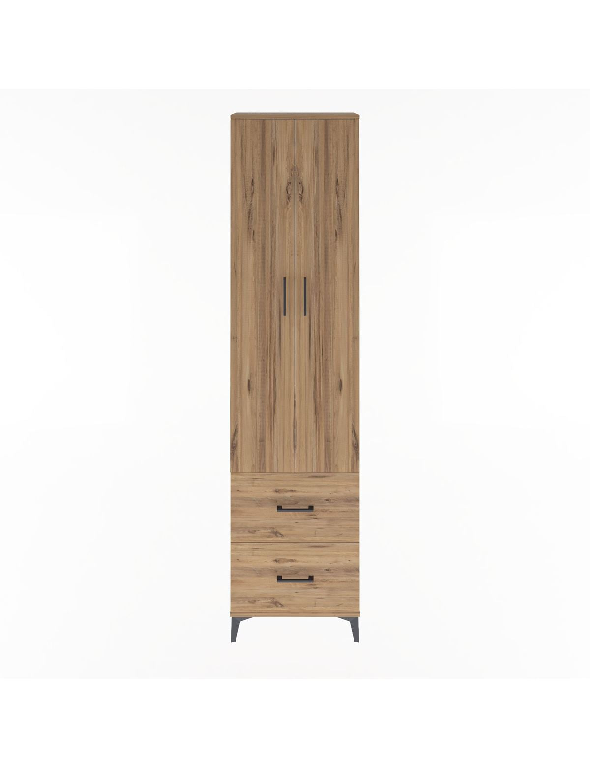 Arges Dolap 4 Raflı 2 Çekmeceli 2 Kapaklı 60x30x243 Çam-Çam