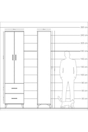 Arges Dolap 4 Raflı 2 Çekmeceli 2 Kapaklı 60x30x243 Çam-Çam