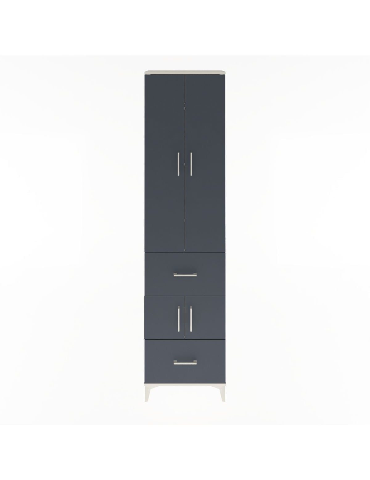 Arges Dolap 5 Raflı 2 Çekmeceli 4 Kapaklı 60x30x243 Aytaşı-Antrasit