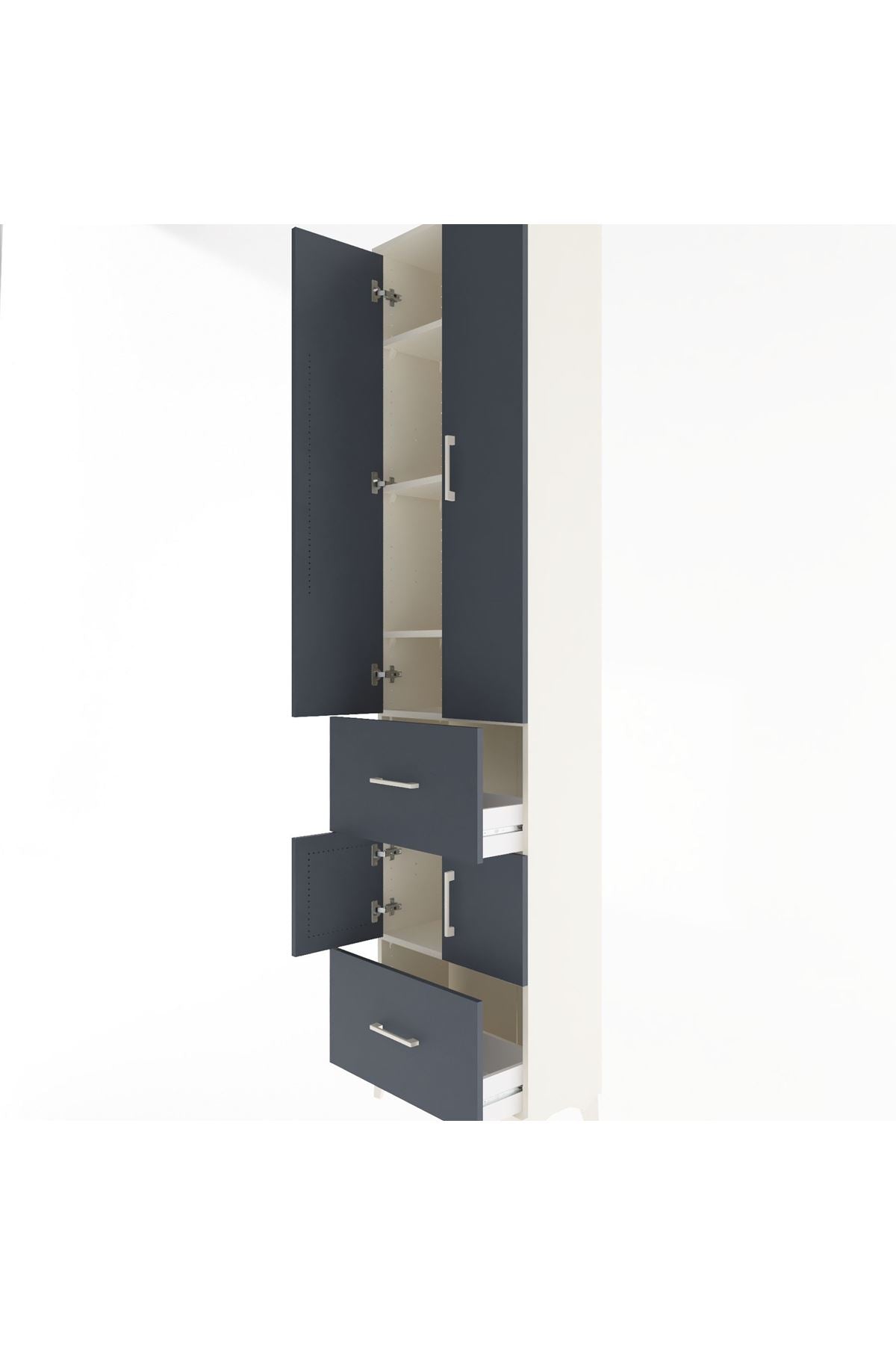 Arges Dolap 5 Raflı 2 Çekmeceli 4 Kapaklı 60x30x243 Aytaşı-Antrasit