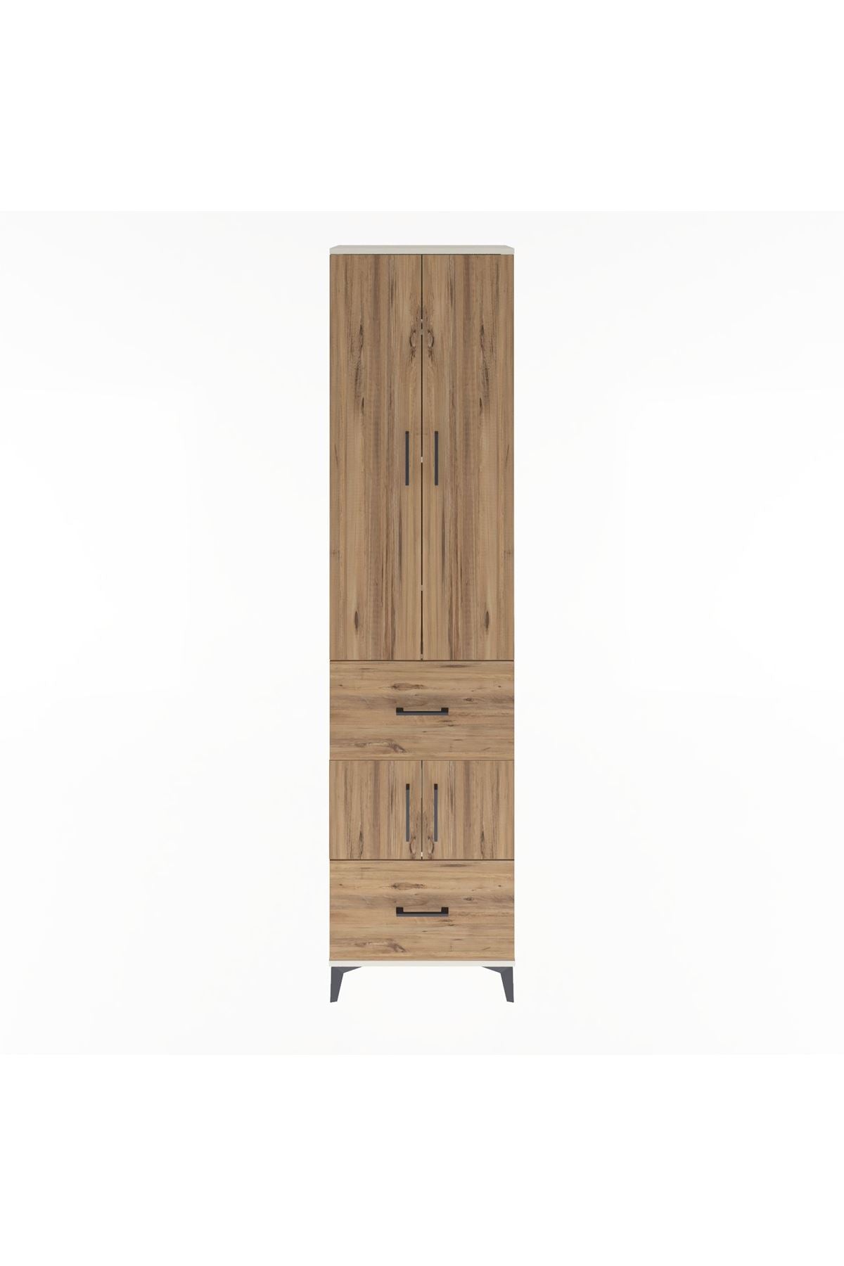 Arges Dolap 5 Raflı 2 Çekmeceli 4 Kapaklı 60x30x243 Aytaşı-Çam