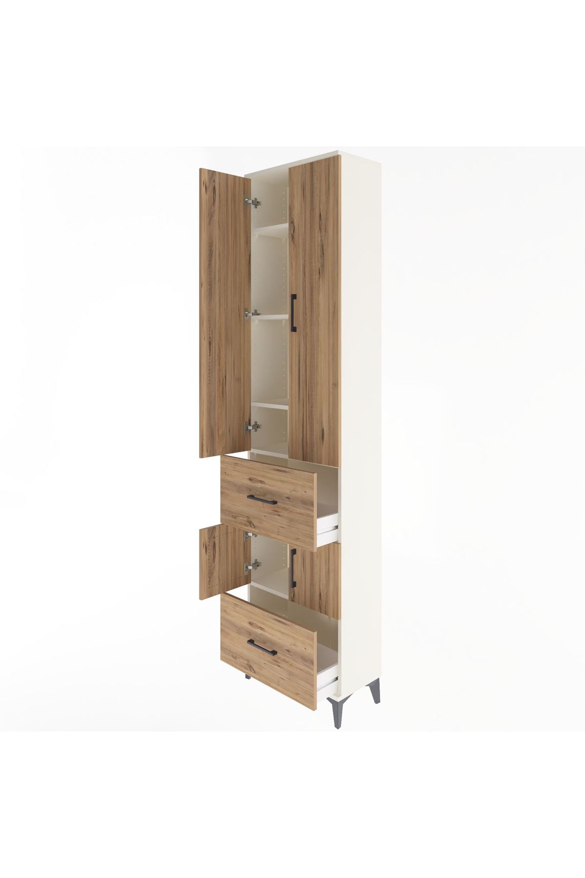 Arges Dolap 5 Raflı 2 Çekmeceli 4 Kapaklı 60x30x243 Aytaşı-Çam