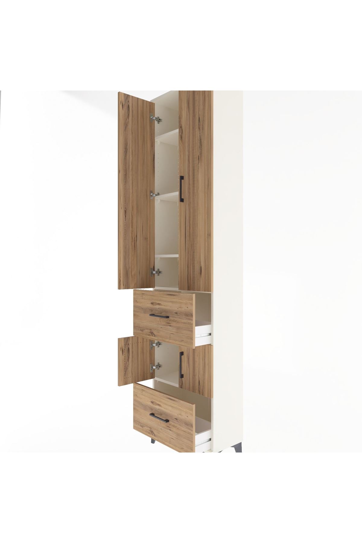 Arges Dolap 5 Raflı 2 Çekmeceli 4 Kapaklı 60x30x243 Aytaşı-Çam