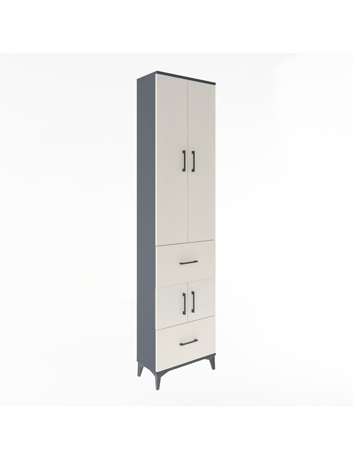 Arges Dolap 5 Raflı 2 Çekmeceli 4 Kapaklı 60x30x243 Antrasit-Aytaşı