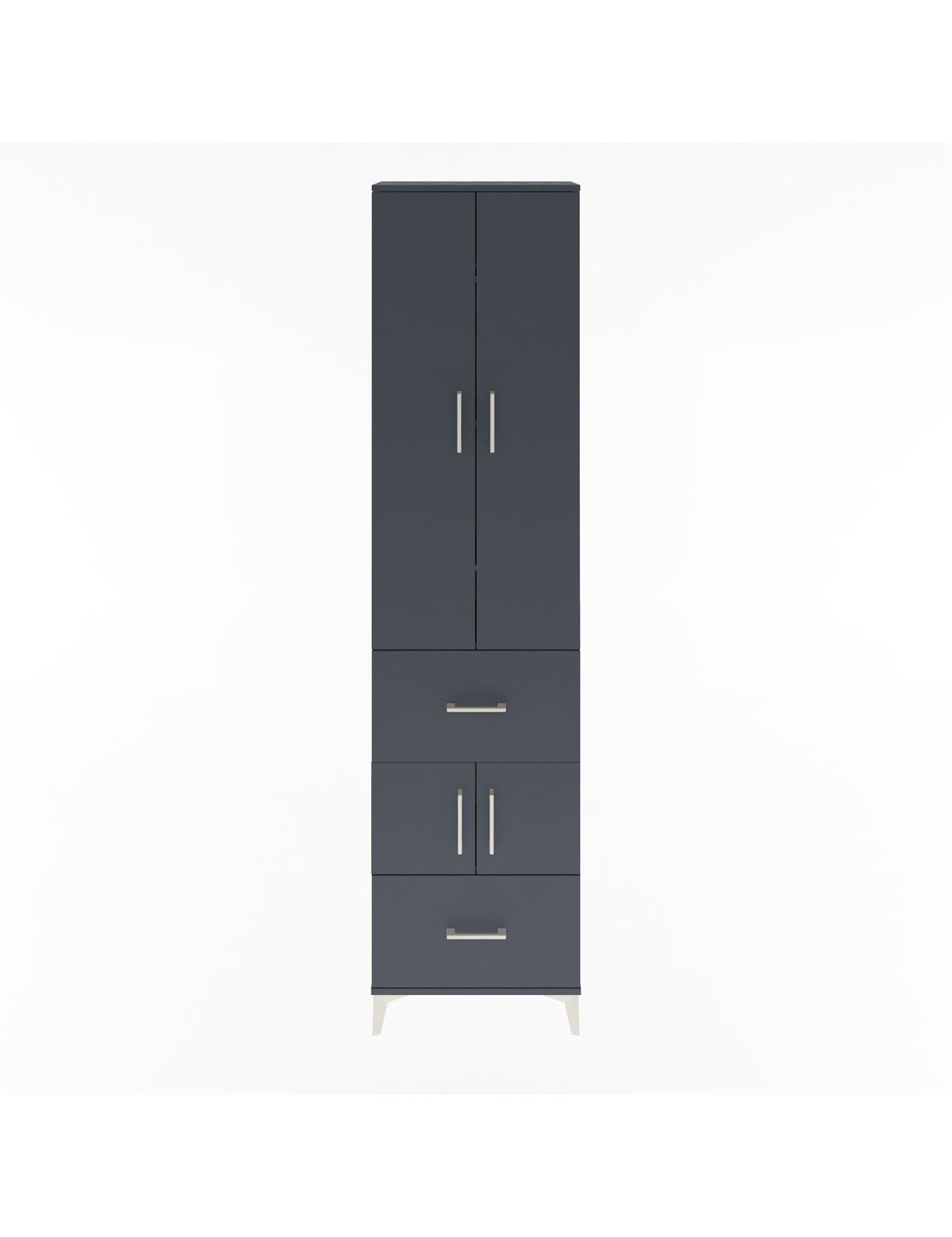 Arges Dolap 5 Raflı 2 Çekmeceli 4 Kapaklı 60x30x243 Antrasit-Antrasit