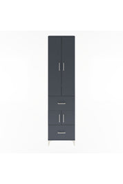 Arges Dolap 5 Raflı 2 Çekmeceli 4 Kapaklı 60x30x243 Antrasit-Antrasit