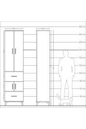 Arges Dolap 5 Raflı 2 Çekmeceli 4 Kapaklı 60x30x243 Antrasit-Çam