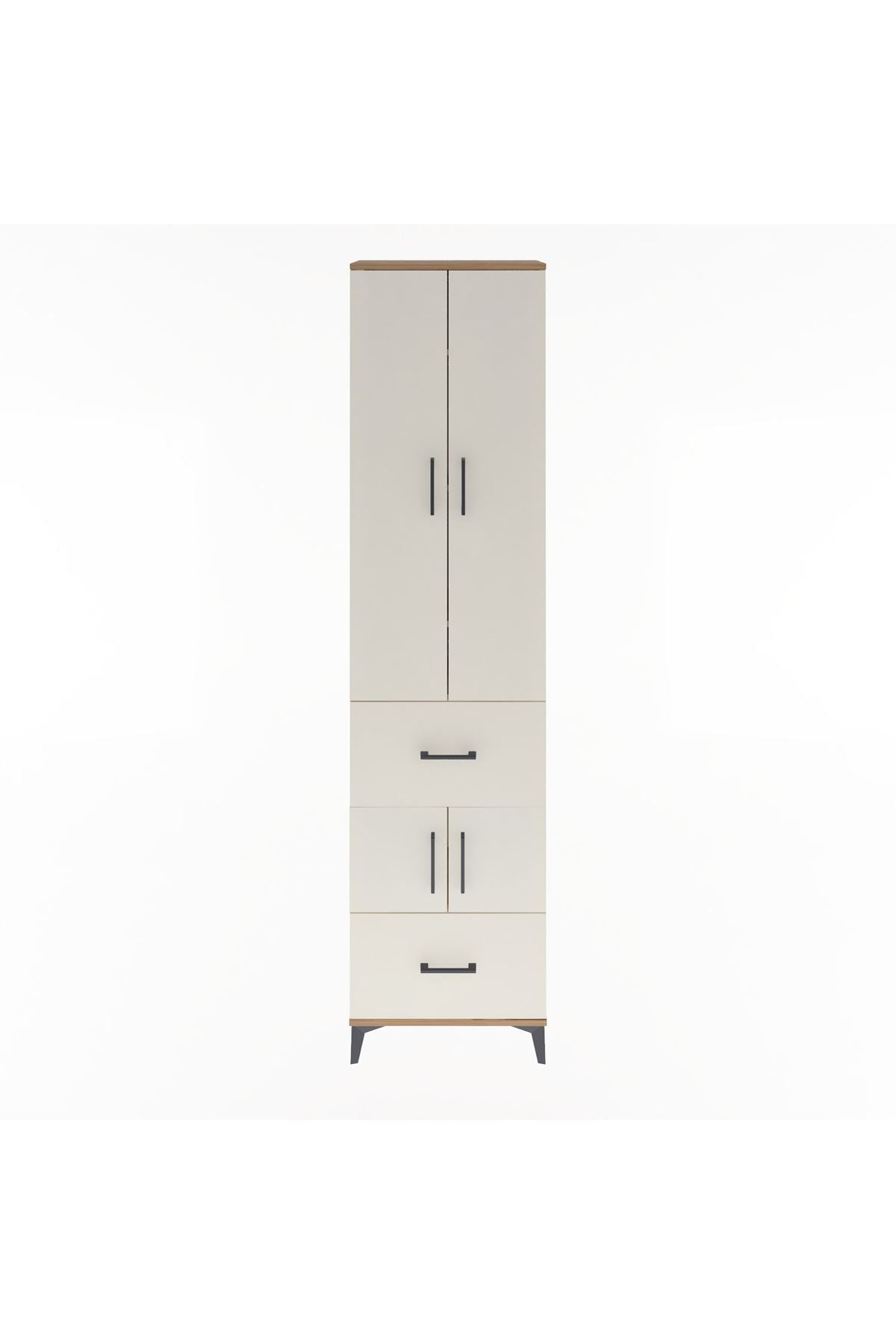 Arges Dolap 5 Raflı 2 Çekmeceli 4 Kapaklı 60x30x243 Çam-Aytaşı