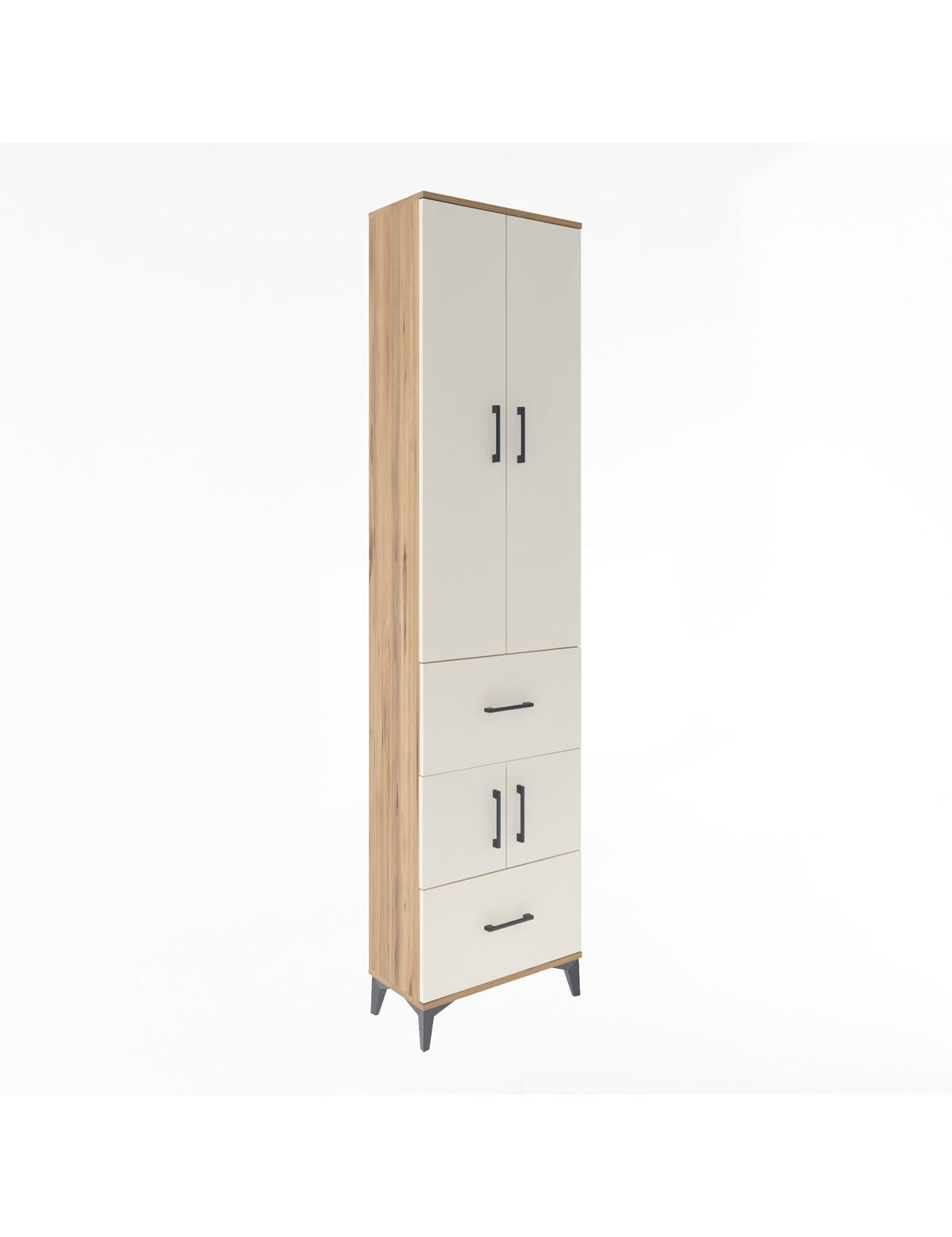 Arges Dolap 5 Raflı 2 Çekmeceli 4 Kapaklı 60x30x243 Çam-Aytaşı