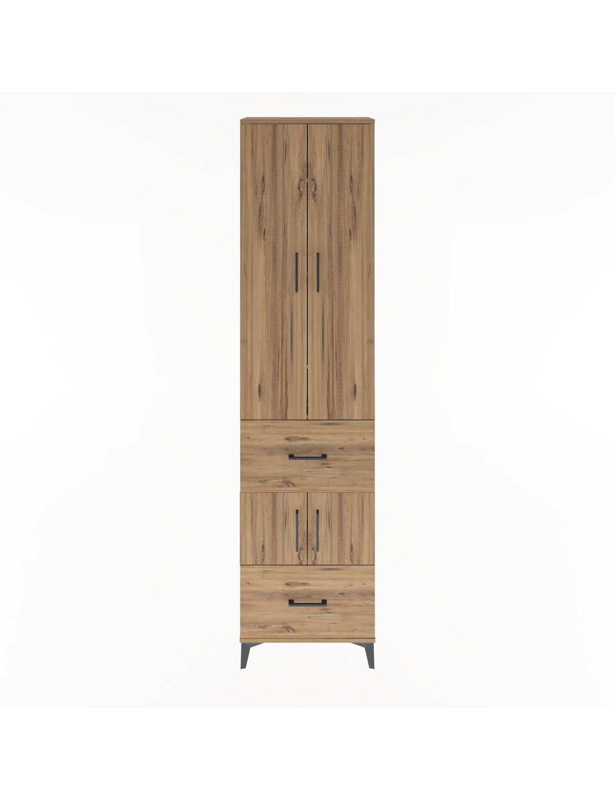 Arges Dolap 5 Raflı 2 Çekmeceli 4 Kapaklı 60x30x243 Çam-Çam