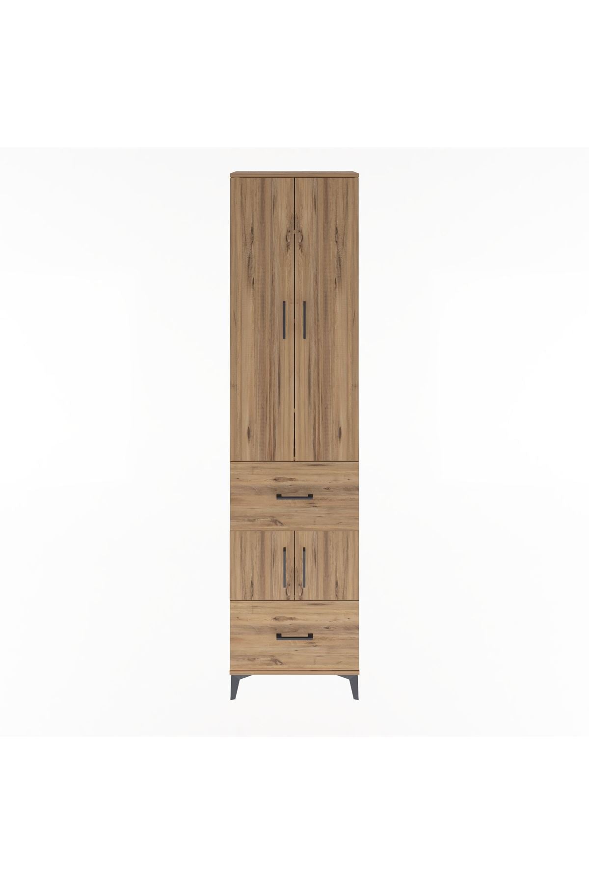 Arges Dolap 5 Raflı 2 Çekmeceli 4 Kapaklı 60x30x243 Çam-Çam