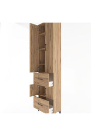Arges Dolap 5 Raflı 2 Çekmeceli 4 Kapaklı 60x30x243 Çam-Çam