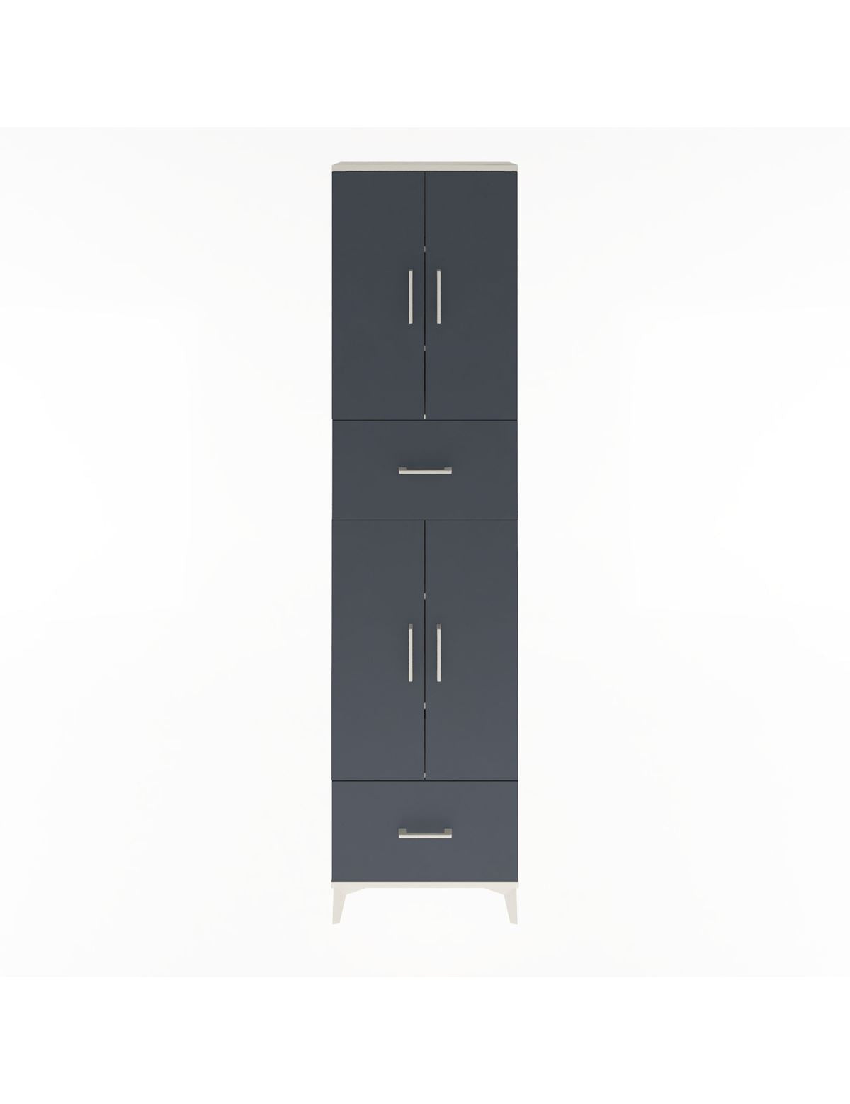 Arges Dolap 6 Raflı 2 Çekmeceli 4 Kapaklı 60x30x243 Aytaşı-Antrasit