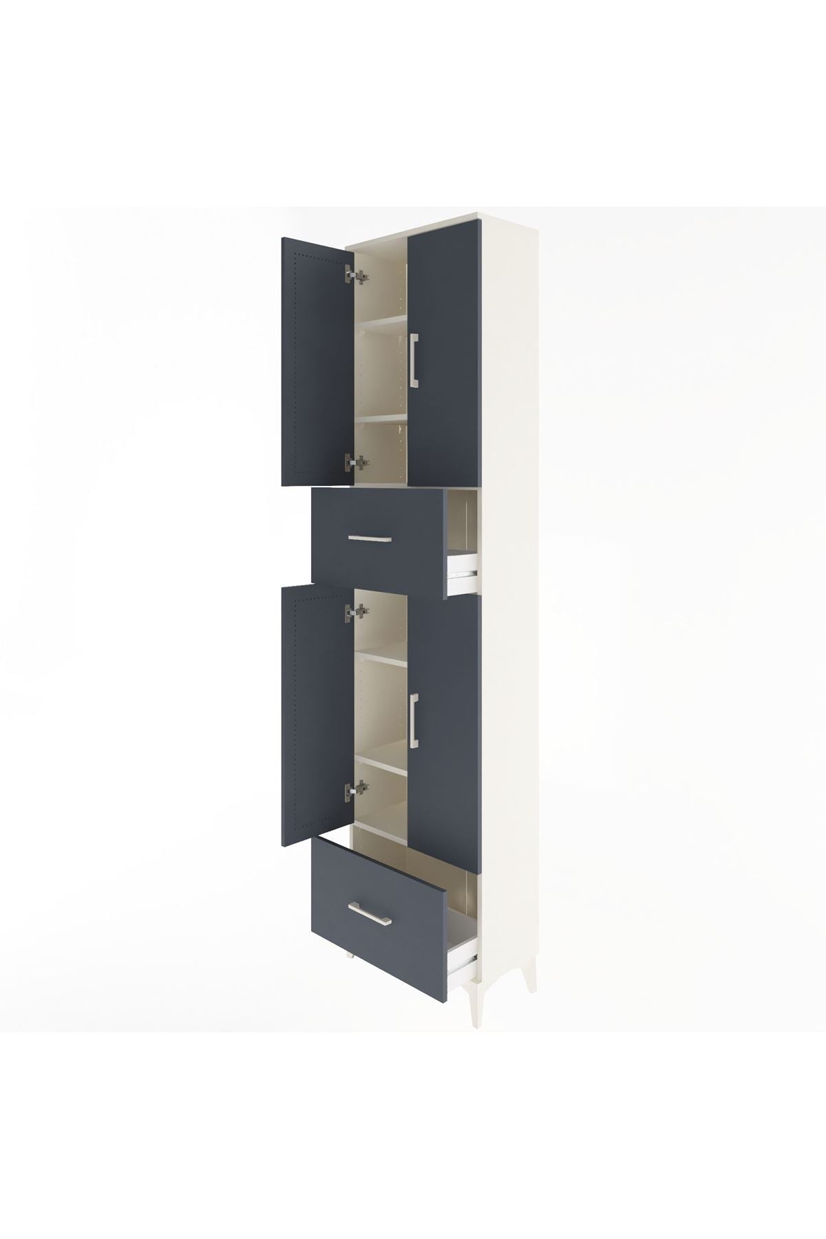 Arges Dolap 6 Raflı 2 Çekmeceli 4 Kapaklı 60x30x243 Aytaşı-Antrasit