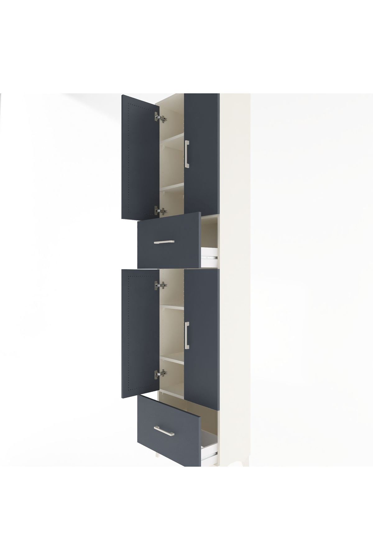 Arges Dolap 6 Raflı 2 Çekmeceli 4 Kapaklı 60x30x243 Aytaşı-Antrasit