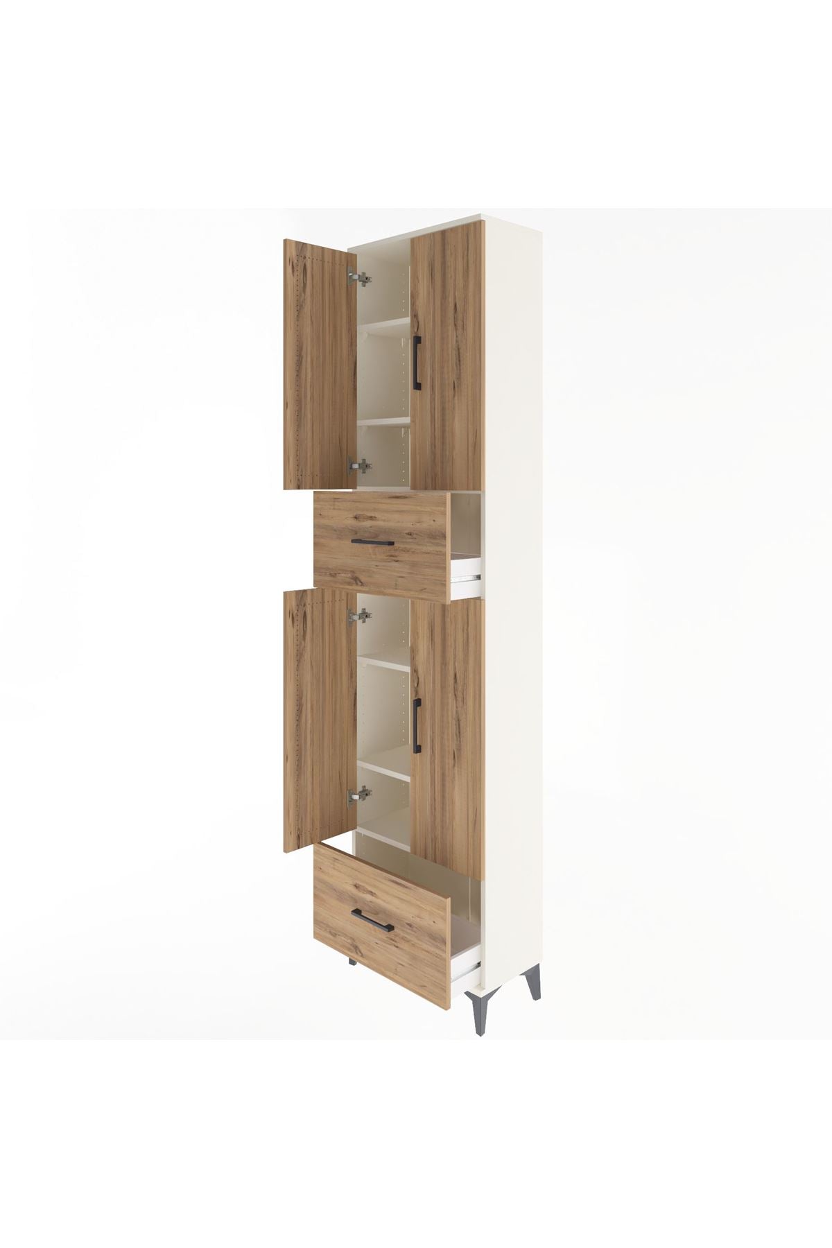 Arges Dolap 6 Raflı 2 Çekmeceli 4 Kapaklı 60x30x243 Aytaşı-Çam