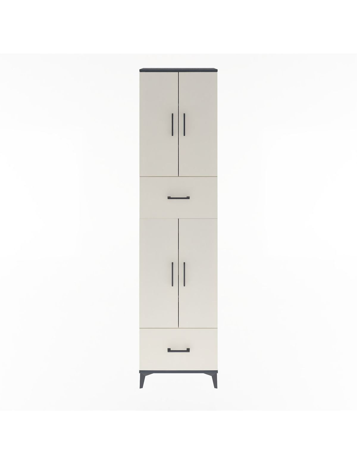 Arges Dolap 6 Raflı 2 Çekmeceli 4 Kapaklı 60x30x243 Antrasit-Aytaşı