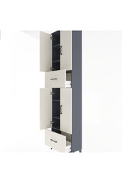 Arges Dolap 6 Raflı 2 Çekmeceli 4 Kapaklı 60x30x243 Antrasit-Aytaşı