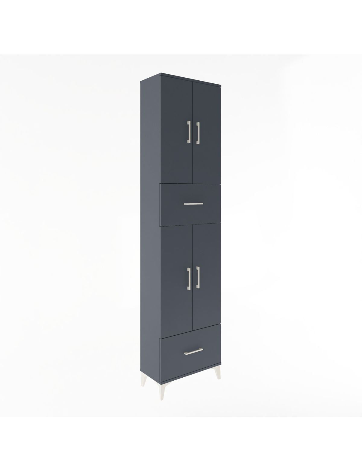 Arges Dolap 6 Raflı 2 Çekmeceli 4 Kapaklı 60x30x243 Antrasit-Antrasit