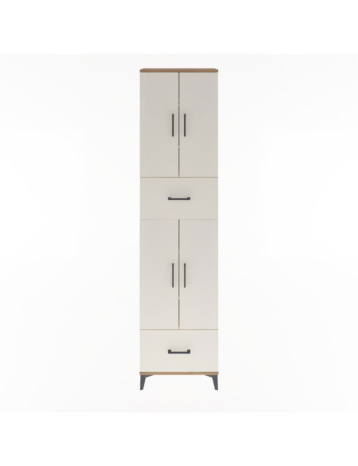 Arges Dolap 6 Raflı 2 Çekmeceli 4 Kapaklı 60x30x243 Çam-Aytaşı