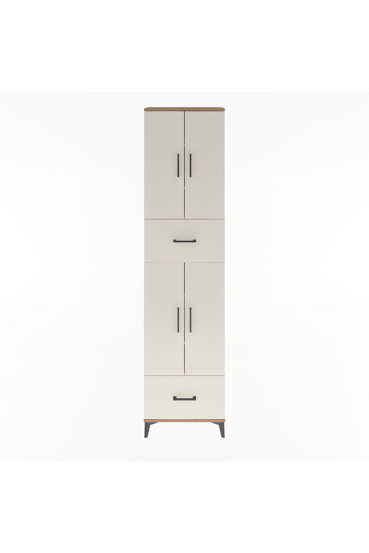 Arges Dolap 6 Raflı 2 Çekmeceli 4 Kapaklı 60x30x243 Çam-Aytaşı