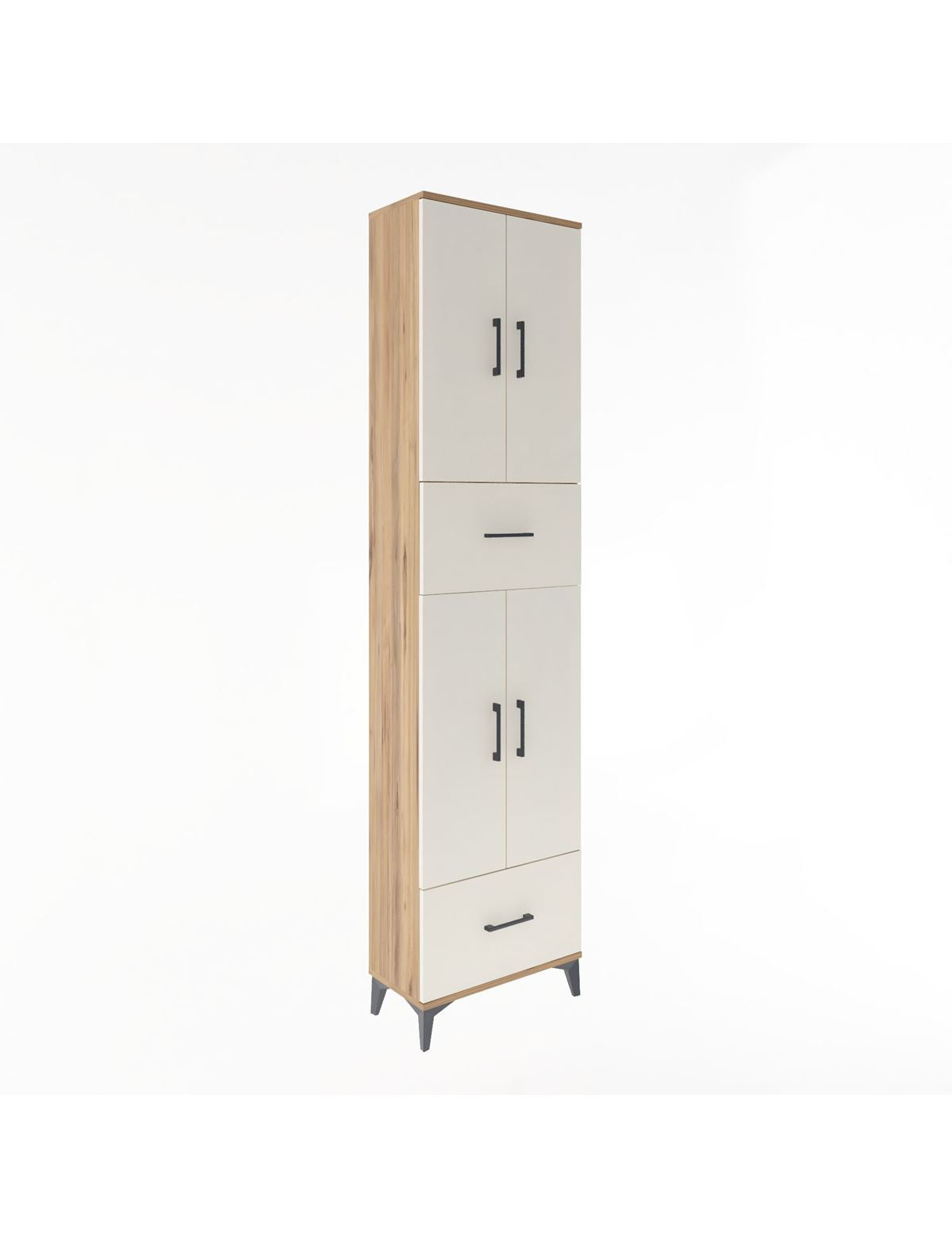 Arges Dolap 6 Raflı 2 Çekmeceli 4 Kapaklı 60x30x243 Çam-Aytaşı