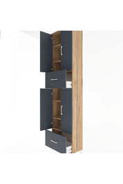 Arges Dolap 6 Raflı 2 Çekmeceli 4 Kapaklı 60x30x243 Çam-Antrasit