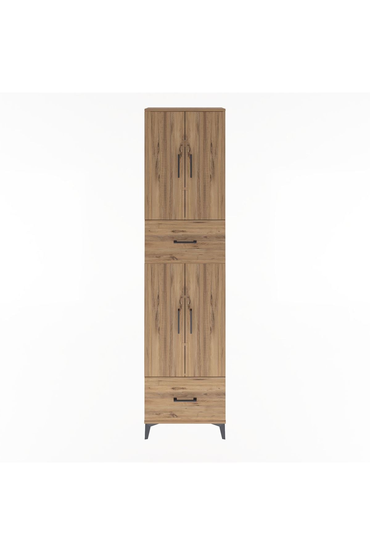 Arges Dolap 6 Raflı 2 Çekmeceli 4 Kapaklı 60x30x243 Çam-Çam