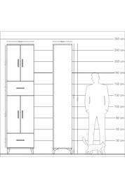 Arges Dolap 6 Raflı 2 Çekmeceli 4 Kapaklı 60x30x243 Çam-Çam