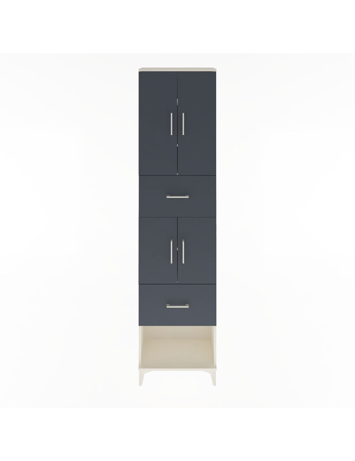 Arges Dolap 5 Raflı 2 Çekmeceli 4 Kapaklı 60x30x243 Aytaşı-Antrasit