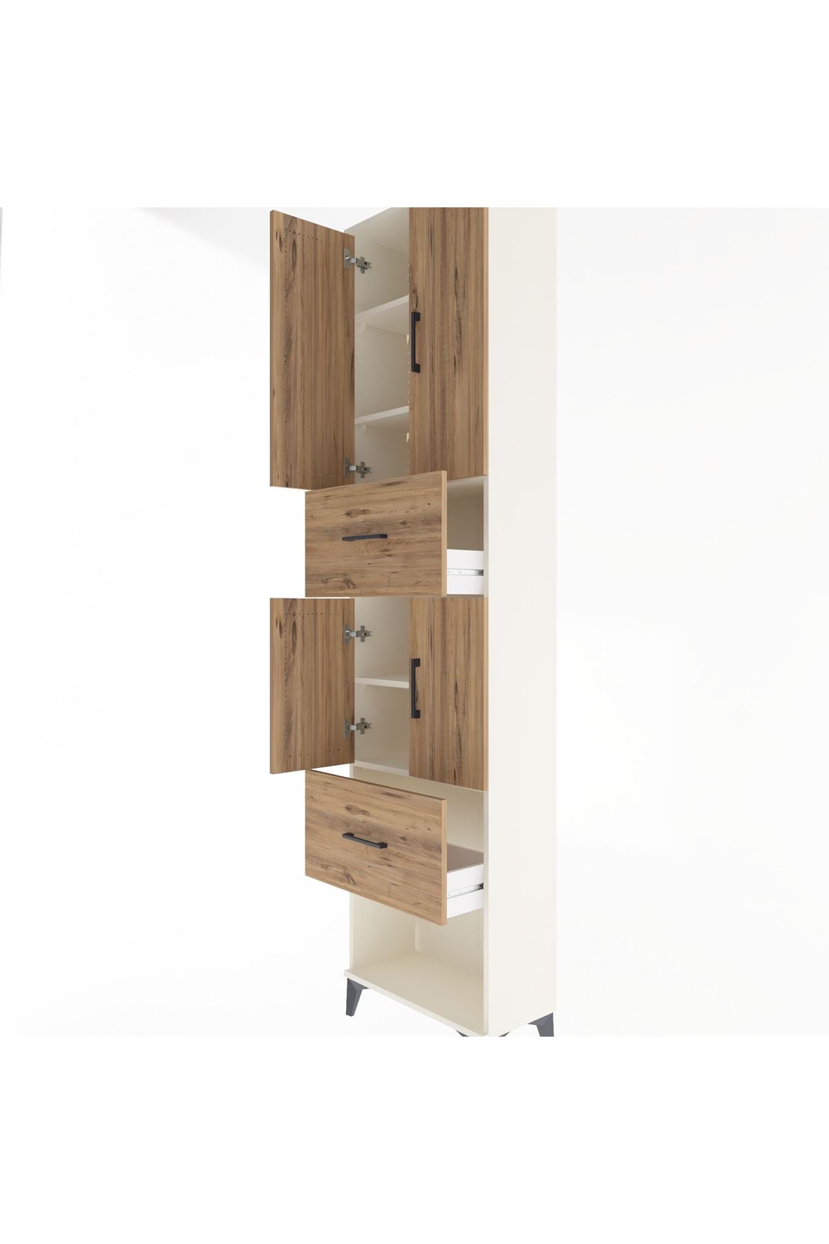 Arges Dolap 5 Raflı 2 Çekmeceli 4 Kapaklı 60x30x243 Aytaşı-Çam