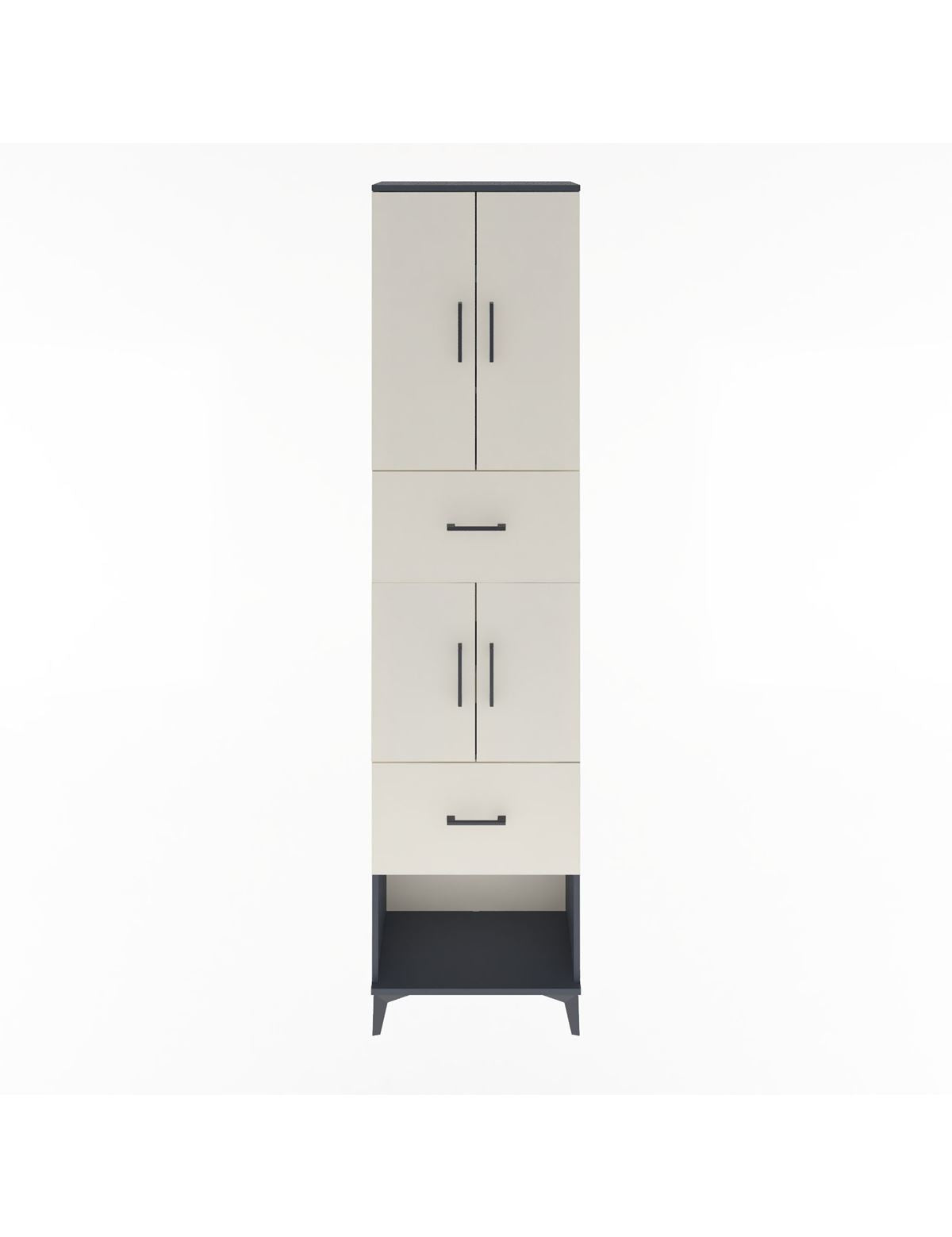 Arges Dolap 5 Raflı 2 Çekmeceli 4 Kapaklı 60x30x243 Antrasit-Aytaşı