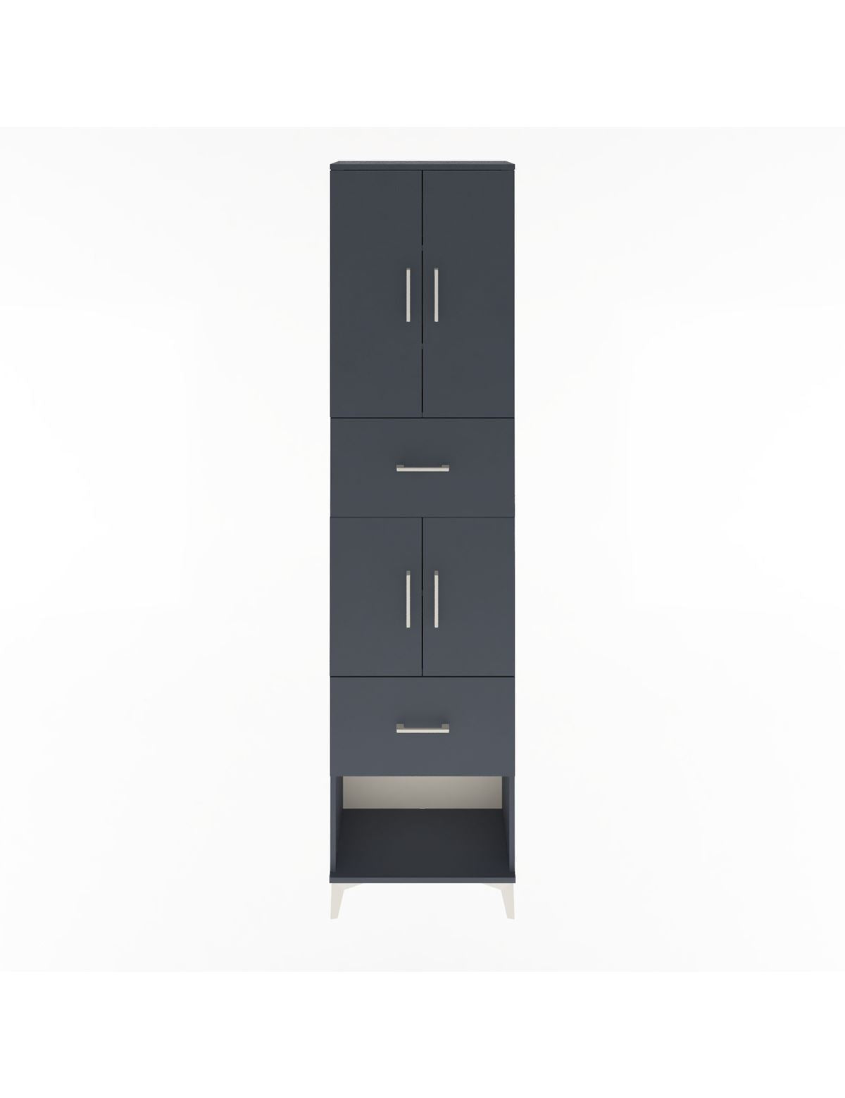 Arges Dolap 5 Raflı 2 Çekmeceli 4 Kapaklı 60x30x243 Antrasit-Antrasit