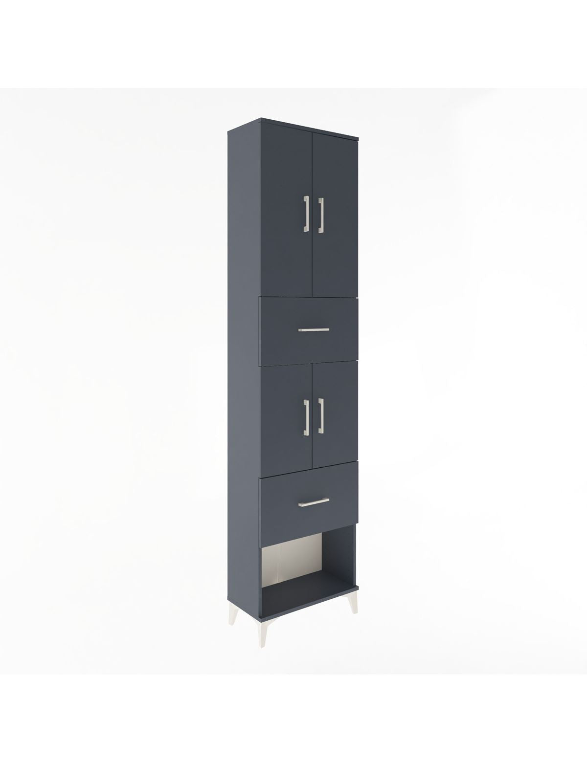 Arges Dolap 5 Raflı 2 Çekmeceli 4 Kapaklı 60x30x243 Antrasit-Antrasit