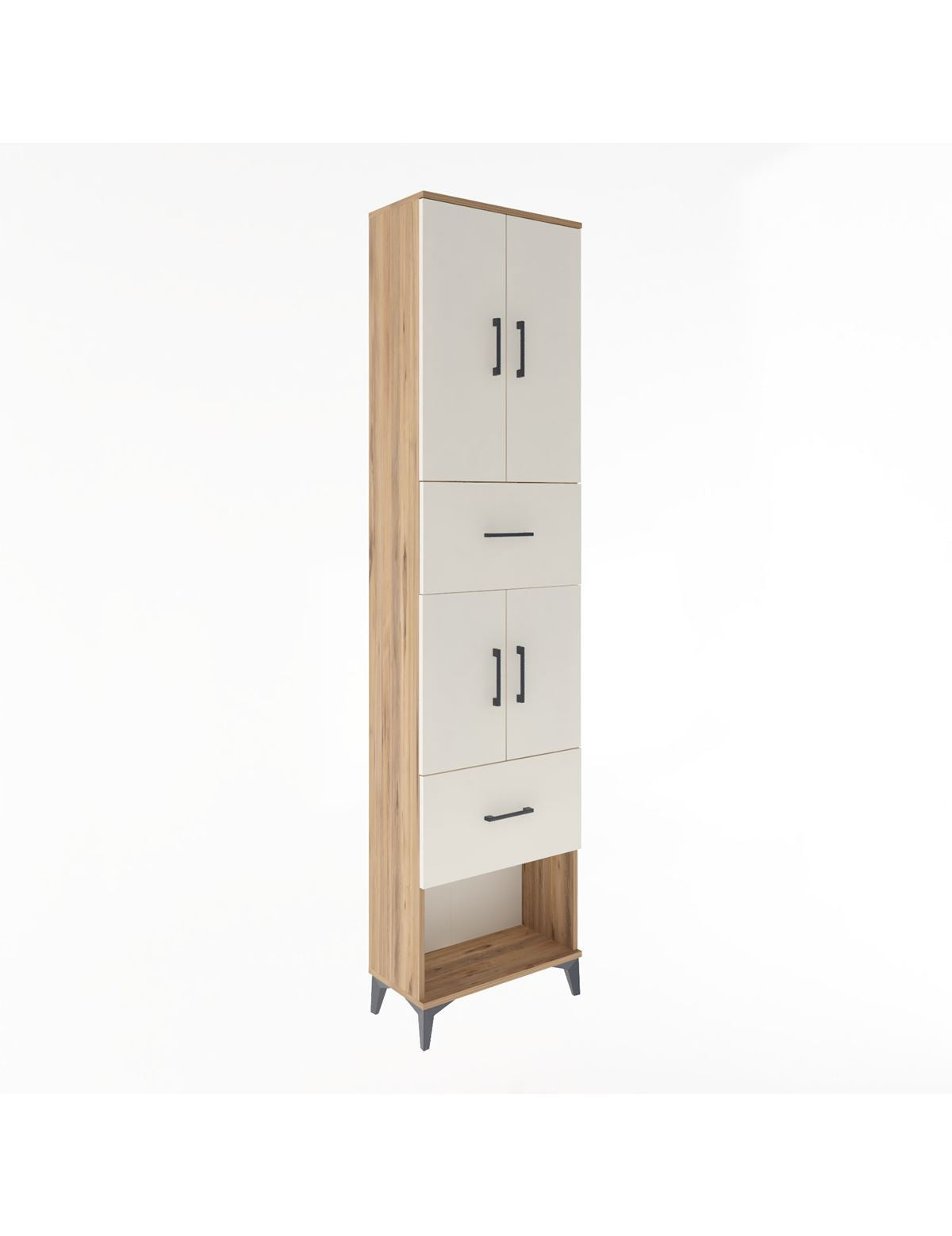 Arges Dolap 5 Raflı 2 Çekmeceli 4 Kapaklı 60x30x243 Çam-Aytaşı