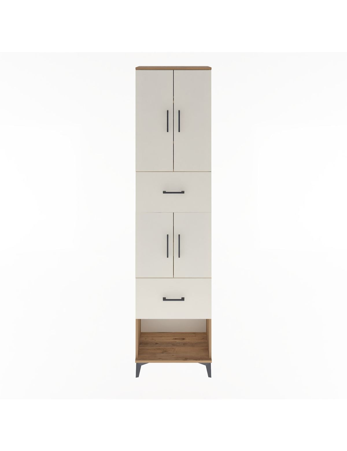 Arges Dolap 5 Raflı 2 Çekmeceli 4 Kapaklı 60x30x243 Çam-Aytaşı