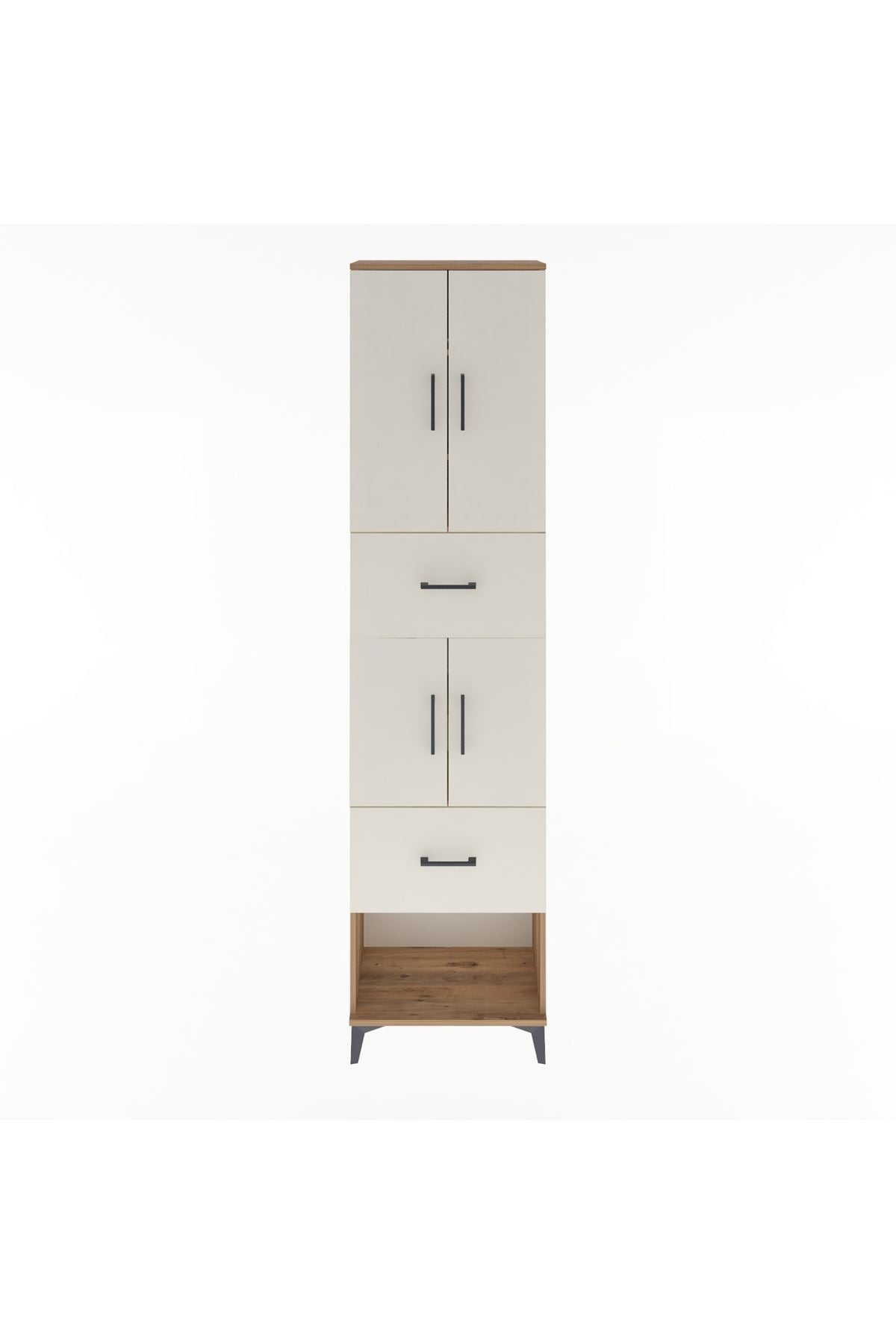 Arges Dolap 5 Raflı 2 Çekmeceli 4 Kapaklı 60x30x243 Çam-Aytaşı