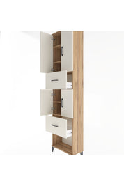 Arges Dolap 5 Raflı 2 Çekmeceli 4 Kapaklı 60x30x243 Çam-Aytaşı