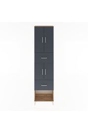 Arges Dolap 5 Raflı 2 Çekmeceli 4 Kapaklı 60x30x243 Çam-Antrasit