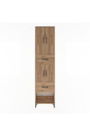 Arges Dolap 5 Raflı 2 Çekmeceli 4 Kapaklı 60x30x243 Çam-Çam