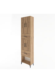 Arges Dolap 5 Raflı 2 Çekmeceli 4 Kapaklı 60x30x243 Çam-Çam