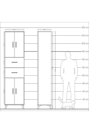 Arges Dolap 5 Raflı 2 Çekmeceli 4 Kapaklı 60x30x243 Aytaşı-Antrasit