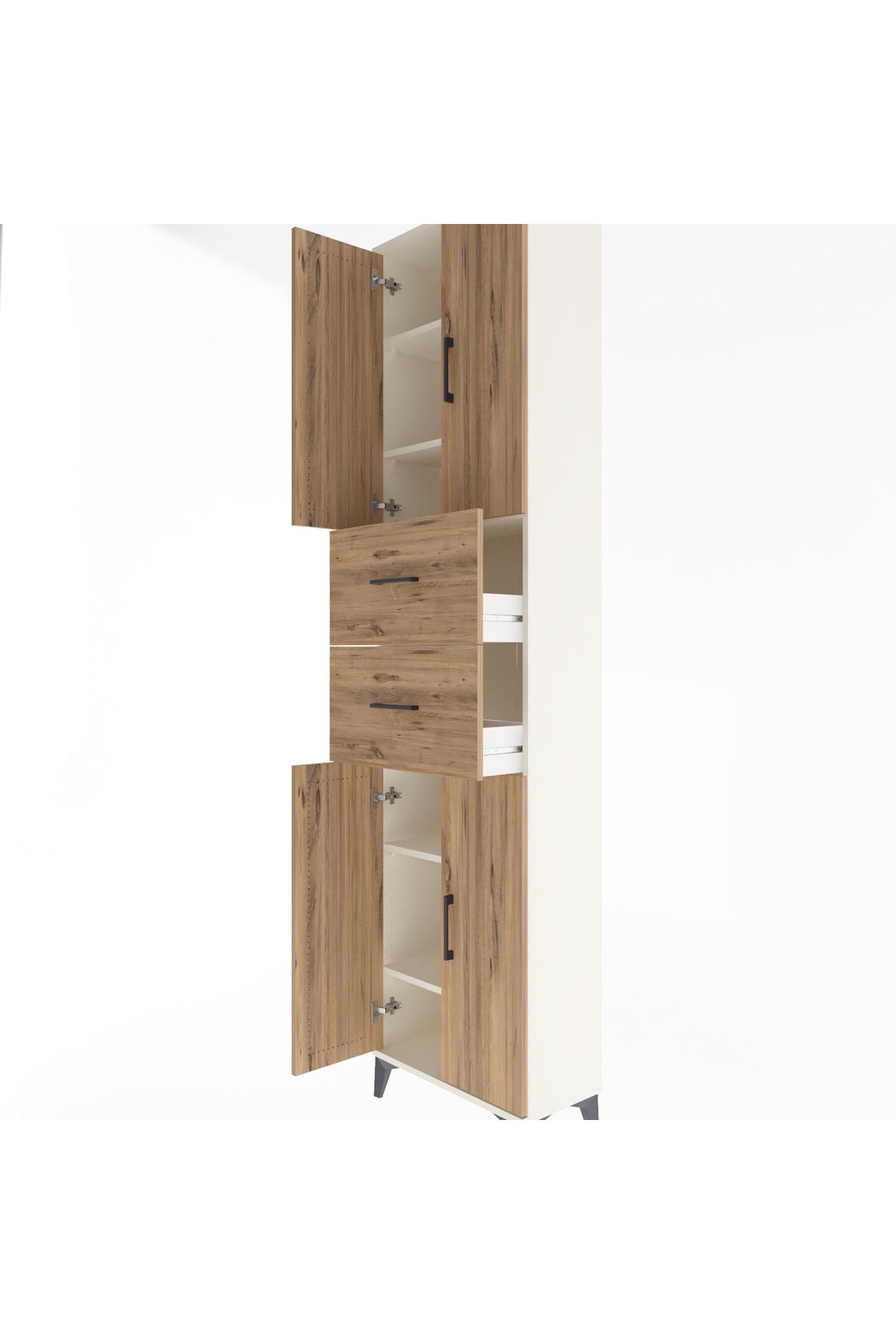 Arges Dolap 5 Raflı 2 Çekmeceli 4 Kapaklı 60x30x243 Aytaşı-Çam