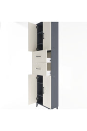 Arges Dolap 5 Raflı 2 Çekmeceli 4 Kapaklı 60x30x243 Antrasit-Aytaşı