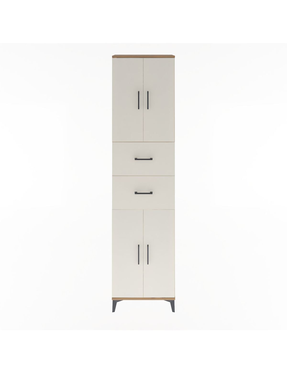 Arges Dolap 5 Raflı 2 Çekmeceli 4 Kapaklı 60x30x243 Çam-Aytaşı