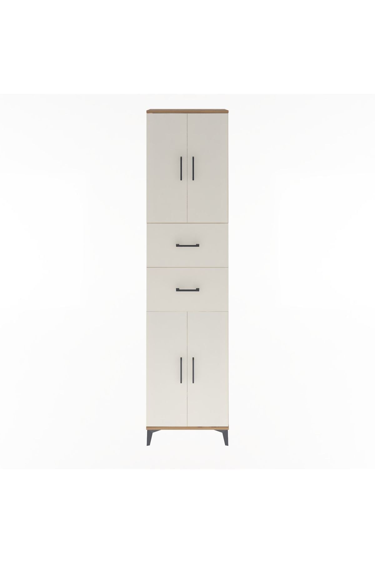 Arges Dolap 5 Raflı 2 Çekmeceli 4 Kapaklı 60x30x243 Çam-Aytaşı