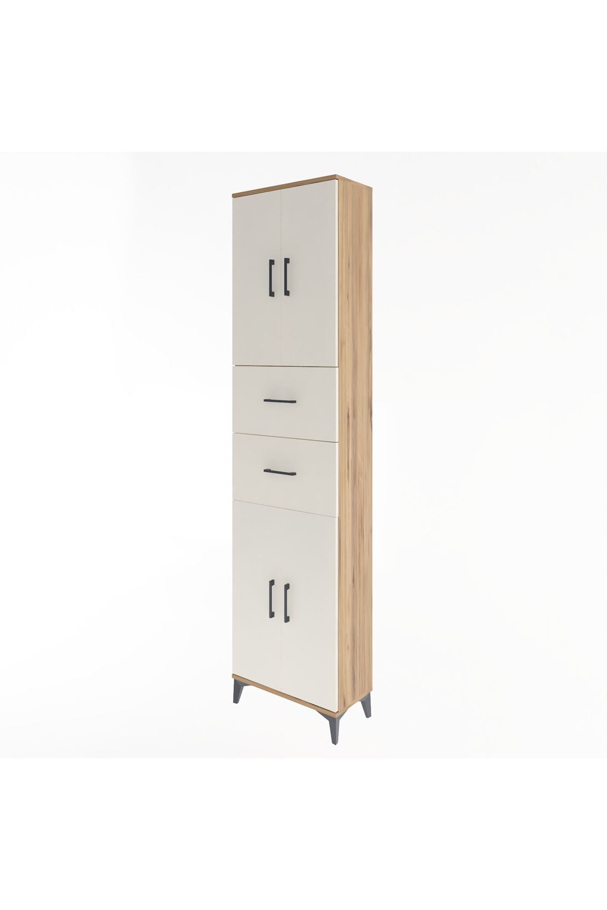 Arges Dolap 5 Raflı 2 Çekmeceli 4 Kapaklı 60x30x243 Çam-Aytaşı