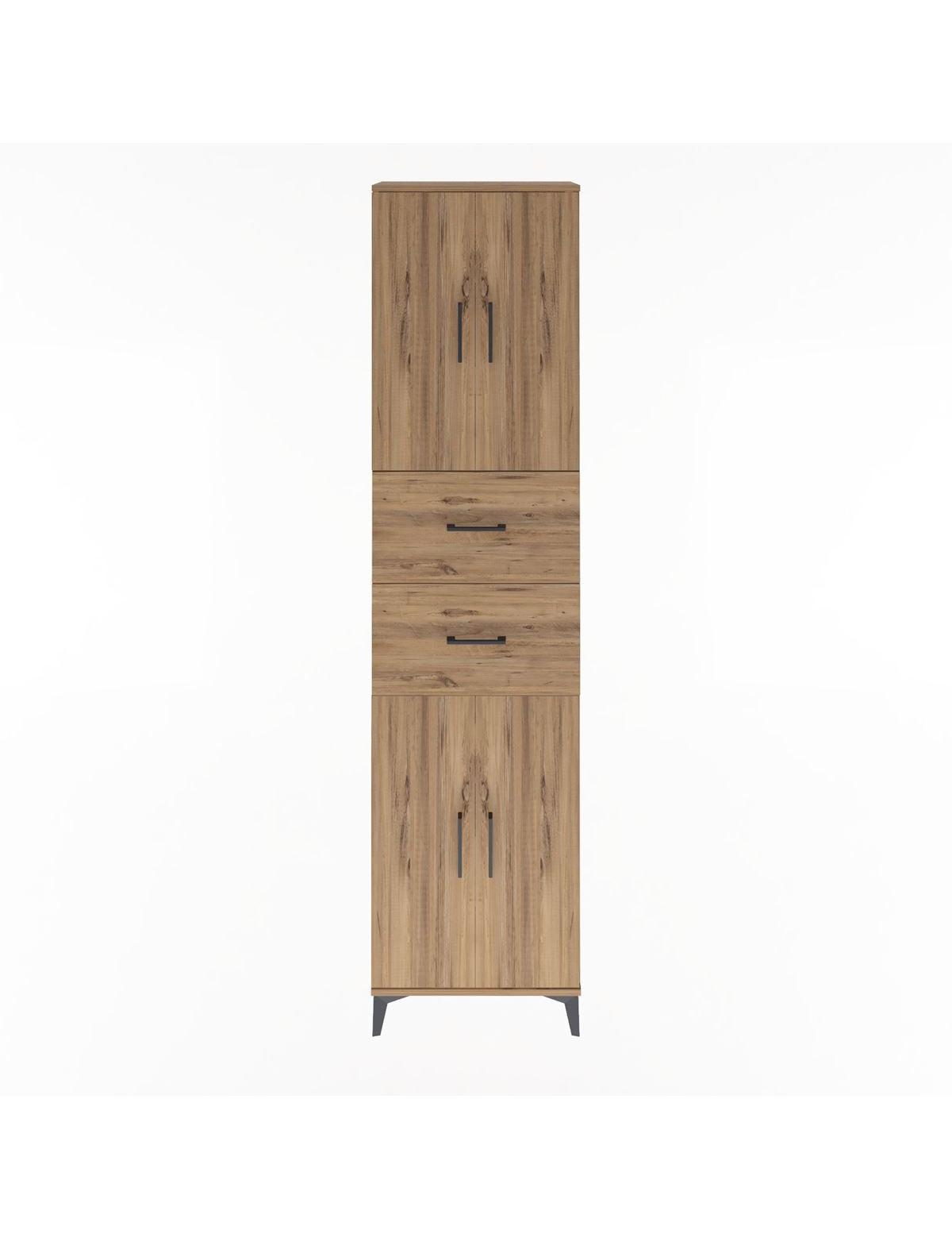 Arges Dolap 5 Raflı 2 Çekmeceli 4 Kapaklı 60x30x243 Çam-Çam